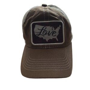 Women’s Ladies Fit Love America Tan Trucker Hat